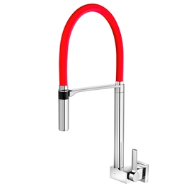 TORNEIRA DOCOL DOC DE COZINHA DE PAREDE BICA ALTA CROMADA/VERMELHO